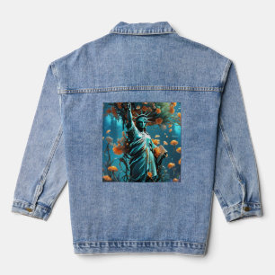 Custom Vrouwen Denim Jacket - Vrijheidsbeeld.