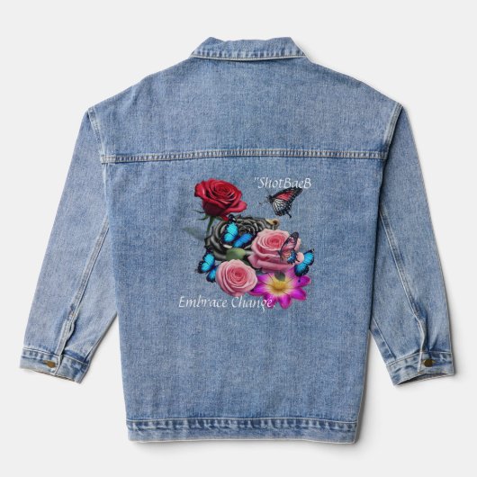 Custom Vrouwen Denim Jas Denim Jacket (Achterkant)