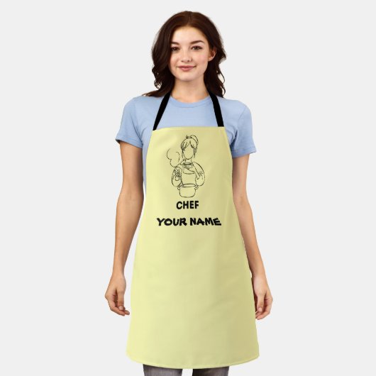 Custom vrouwen schort | Chef geel schort (Gedragen)