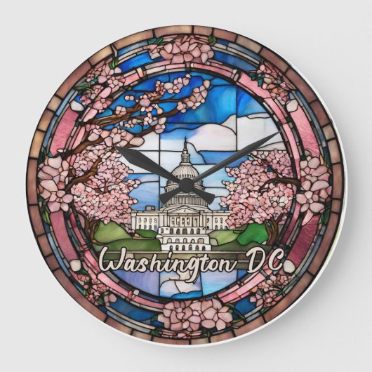 Custom Washington DC Dated Cherry Blossom Grote Klok (Voorkant)