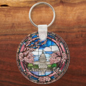 Custom Washington DC Dated Cherry Blossom Sleutelhanger (Voorkant)
