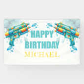Custom Water Pistool Zomer Kids Verjaardag Spandoek (Horizontaal)