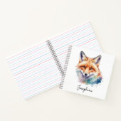 Custom Watercolor Red Fox Personalized Notitieboek (Binnen)