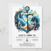 Custom Waves Blue Ocean Verjaardag Kaart (Voorkant)
