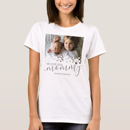 Custom We houden van je mama foto T-shirt (Voorkant)