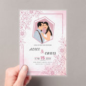 Custom Wedding Acryl Kaart met uw Cartoon gezicht Acryl Uitnodigingen (Insitu (Draagbaar))