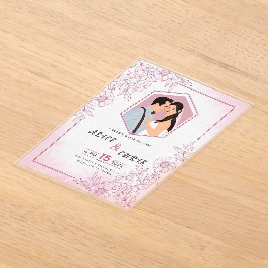 Custom Wedding Acryl Kaart met uw Cartoon gezicht Acryl Uitnodigingen (Laagn)