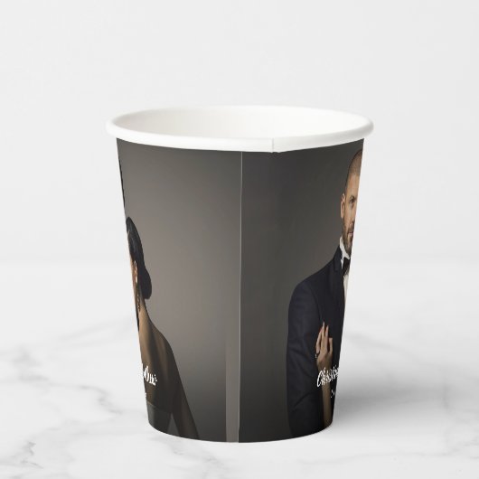 Custom Wedding Bride and Groom's Photo Papieren Bekers (Rechts)