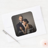 Custom Wedding Bride and Groom's Photo Vierkante Sticker (Envelop)