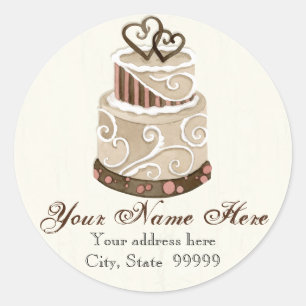 Custom Wedding Cake Moderne Dot Stripe Swirls Ronde Sticker