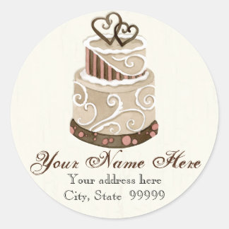 Custom Wedding Cake Moderne Dot Stripe Swirls Ronde Sticker