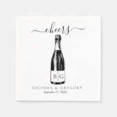 Custom Wedding Cheers Sparkling Wine Illustration Servet (Voorkant)