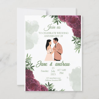 Custom Wedding Jubileum Invitation Briefkaart