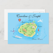 Custom Wedding Map Design - Geïllustreerd Briefkaart (Voorkant / Achterkant)
