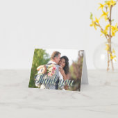 Custom Wedding Photo Thank You Text Overlay Kaart (Gele Bloem)
