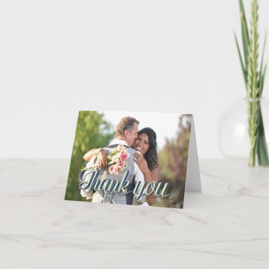 Custom Wedding Photo Thank You Text Overlay Kaart (Voorkant)