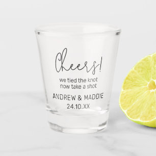 Custom Wedding Shot Glass Cheers We Bind the Knot Glas