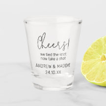 Custom Wedding Shot Glass Cheers We Bind the Knot