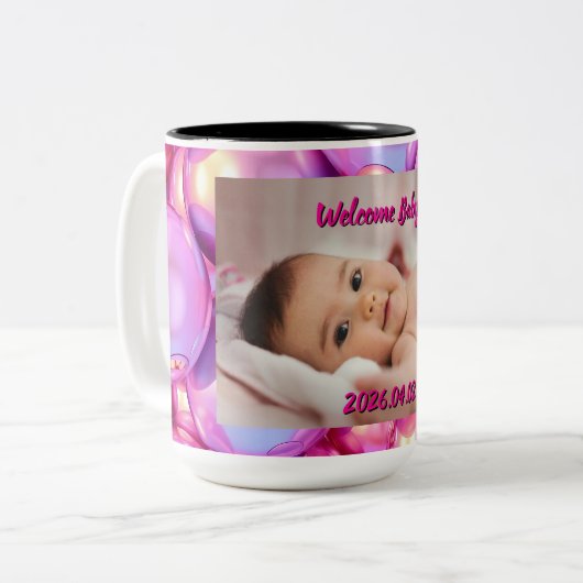 Custom Welcome Baby Photo & Text Mug (Devant gauche)