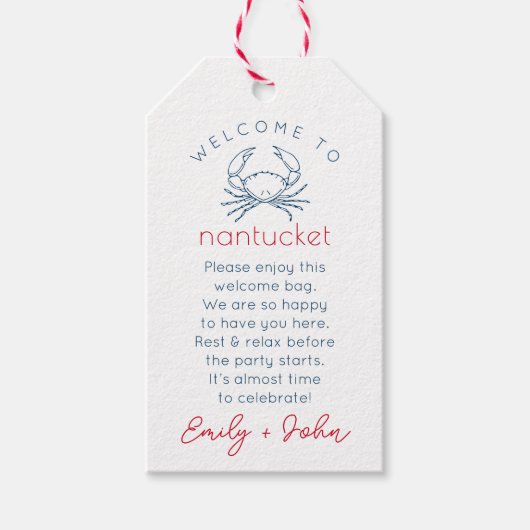 Custom Welkom bij Nantucket bruiloft Label Cadeaulabel (Voorkant)