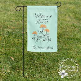 Custom "Welkom bij ons thuis" Gele Wildflowers Tuinvlag