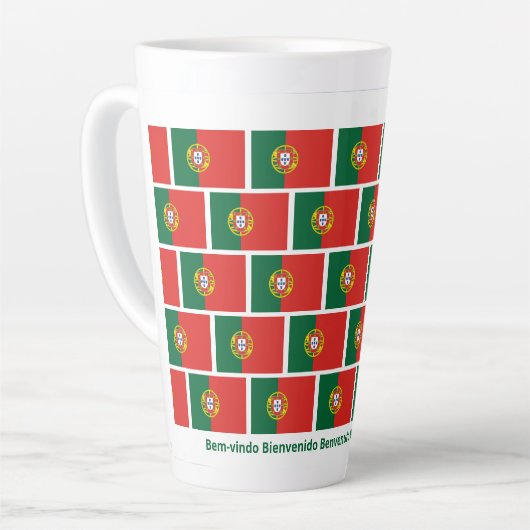 Custom WELKOM Gastvrijheid Portugese vlag Latte Mok (Linkerhoek)