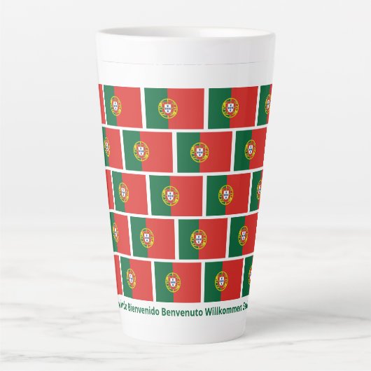 Custom WELKOM Gastvrijheid Portugese vlag Latte Mok (Voorkant)
