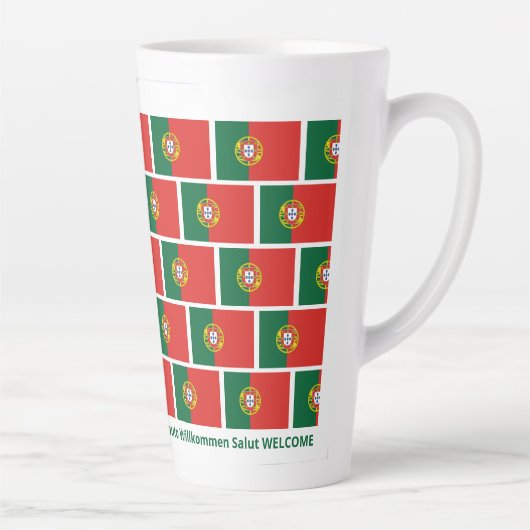 Custom WELKOM Gastvrijheid Portugese vlag Latte Mok (Rechts)