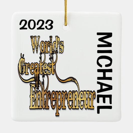 CUSTOM Werelden Grootste Ondernemer Keramisch Ornament (Achterkant)