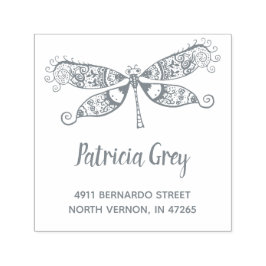 Custom Whimsical Dragonfly Return-adres Zelfinktende Stempel