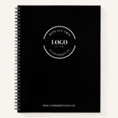 Custom White Business logo website Eenvoudig zwart Notitieboek (Voorkant)