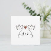 Custom White Doves Love Heart Faire-part de mariag (Debout devant)