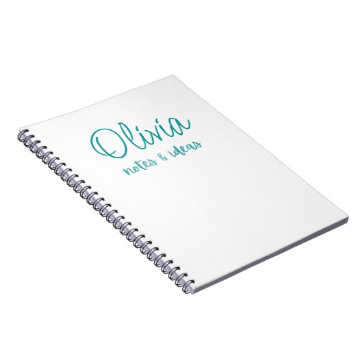 Custom White | Faux Blauwgroen Folie Notities en i Notitieboek (Rechterzijde)