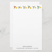 Custom White Holdidays kolibries briefpapier (Voorkant / Achterkant)