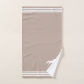 Custom White Horse & Three Stripes op Licht Beige Bad Handdoek (Handdoek)