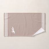 Custom White Horse & Three Stripes op Licht Beige Bad Handdoek (Handdoek)