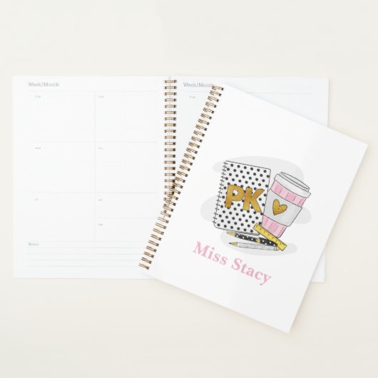 Custom White Pre K Teacher School Planner (Display)