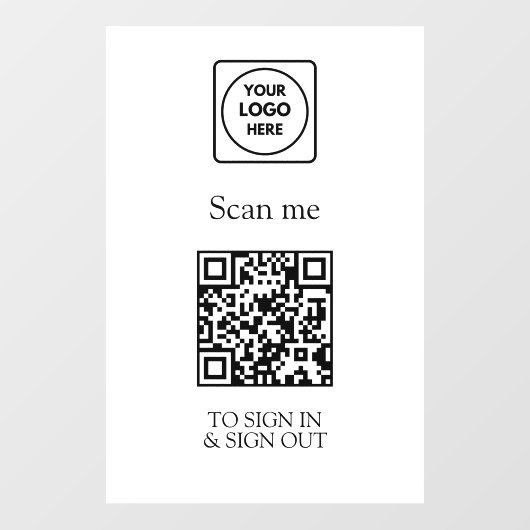 Custom White QR Sign-In | Visitor & Employee Raamsticker (Vel)