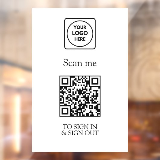 Custom White QR Sign-In | Visitor & Employee Raamsticker (Vel 2)
