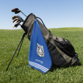 Custom White Tiger en Three Stripes op Royal Blue Golfhanddoek (Groen)