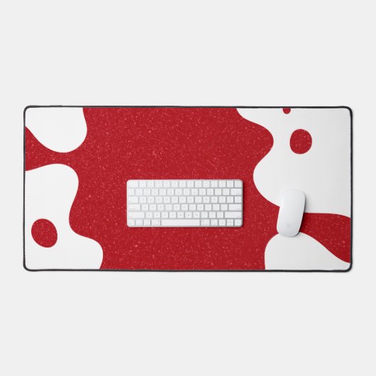 Custom White & Tomato Red Blob Desk Mat (Keyboard & Muis)
