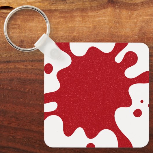 Custom White & Tomato Red Paint Splatter Keychain (Voorkant)