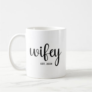 Custom Wifey EST Jaar Paar Trouwen Jubileum Koffiemok