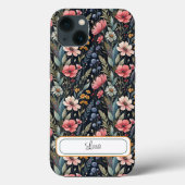 Custom Wildflowers Botanical Inspiration Black Case-Mate iPhone Case (Achterkant)