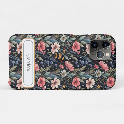 Custom Wildflowers Botanical Inspiration Black Case-Mate iPhone Case (Achterkant (horizontaal))