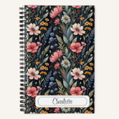 Custom Wildflowers Botanical Inspiration Black Notitieboek (Voorkant)