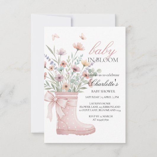 custom wildflowers floral invitations tepmplate (Devant)