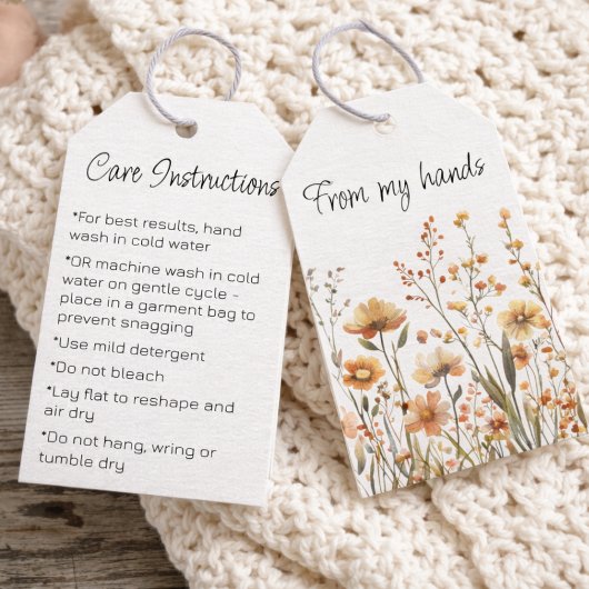 Custom Wildflowers Handmade Care Instructions Cadeaulabel