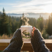 Custom Williams Family Lodge Watercolor Moose Koffiemok