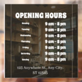 “Custom Window Cling – Business Opening Hours Sign Raamsticker (Vel 2)